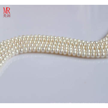 7-8mm White Freshwater Pearl Strand, Button Round (ES119)